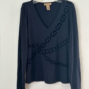 Peck & Peck Black Chain Design Blouse
